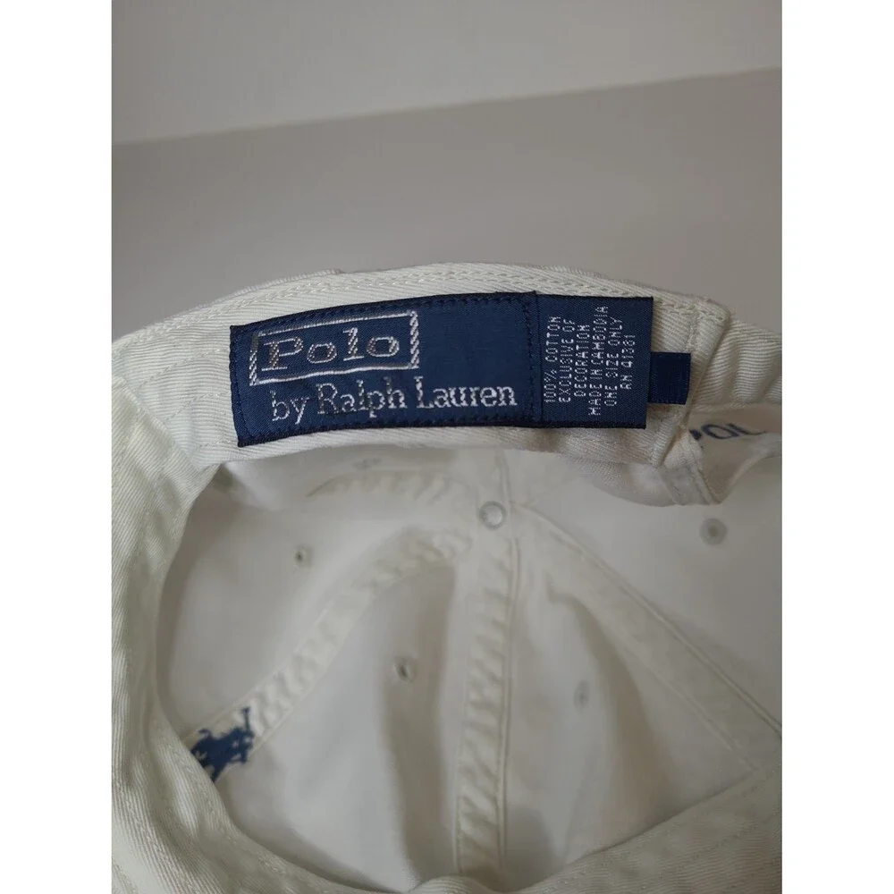 Vtg  Polo Ralph Lauren hat White Blue Pony